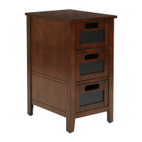 OSP Home Furnishings AVR08AS-SD Avery Chalkboard Chair Side Table in Saddle Finish